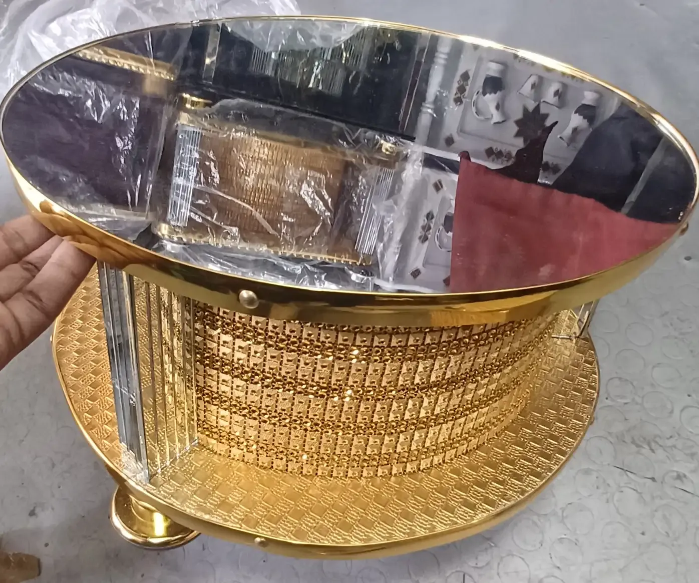 Golden & Silver Round Rekebot | ረከቦት ከነ ሙሉ እቃው (Golden)