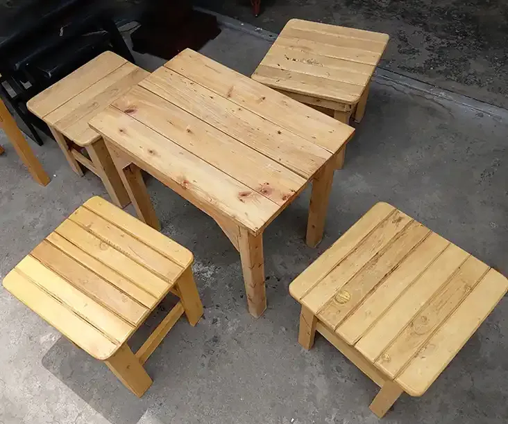 4 Mini Australia Wood Chairs & Dining Table Package
