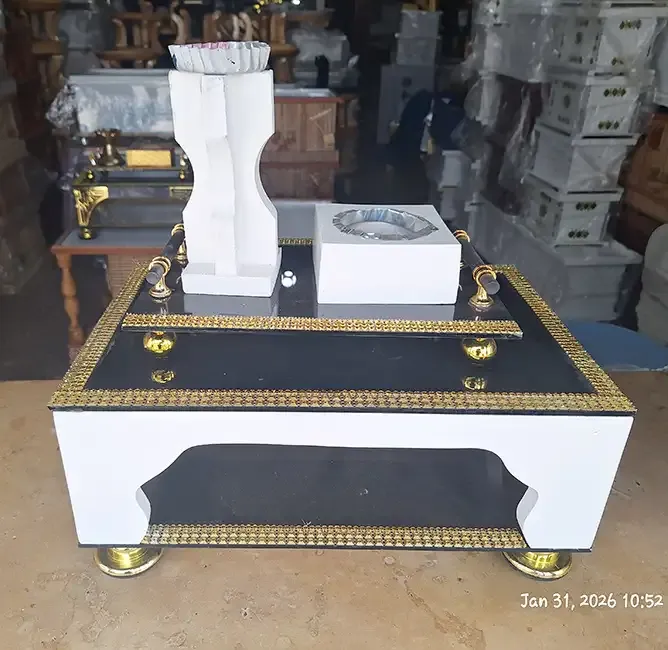 Golden Glass White MDF Rekebot