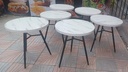 White Patterned Circular Tri-leg MDF Table for Café