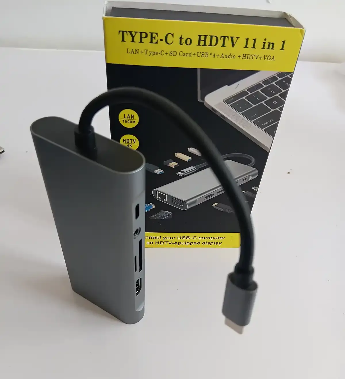 11 In 1 Type-c Usb Hub Adapter, Hdmi, Vga Cable, Lan Cable, Sd Card