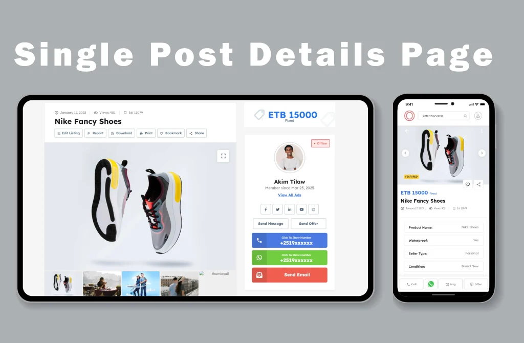 Classified Ads Online Marketplace-Single Listing Page